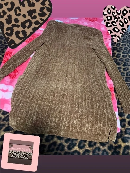 Matty M Brown Ribbed Open-Front Longline Cardigan - Picture 3 of 3